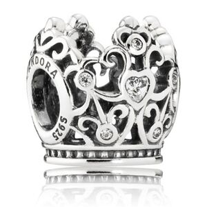 Pandora Retired Sterling Silver Disney Princess Crown Charm - 791580CZ